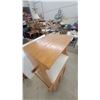 Image 3 : Oak Wood Rolling Kitchen Cart with Towel Bar, Drawer, and Cabinet 55”×18.6”×24”