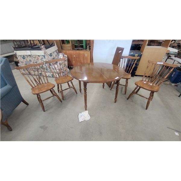 Maple Drop-Leaf Dining Table with 4 Windsor Chairs and Leaf