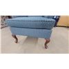 Image 3 : Blue Upholstered Wingback Armchair with Cabriole Legs