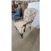 Image 2 : Floral Upholstered Armchair with Carved Wood Frame and Cabriole Legs
