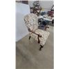 Image 4 : Floral Upholstered Armchair with Carved Wood Frame and Cabriole Legs