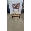 Image 1 : Vintage Wooden Side Chair with Carved Floral Backrest and Embroidered Upholstered Seat