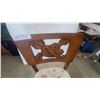 Image 2 : Vintage Wooden Side Chair with Carved Floral Backrest and Embroidered Upholstered Seat
