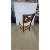 Image 5 : Vintage Wooden Side Chair with Carved Floral Backrest and Embroidered Upholstered Seat