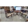 Image 1 : Mahogany Pedestal Dining Table with 4 Lyre-Back Chairs and Leaf