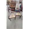 Image 4 : Mahogany Pedestal Dining Table with 4 Lyre-Back Chairs and Leaf