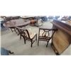 Image 6 : Mahogany Pedestal Dining Table with 4 Lyre-Back Chairs and Leaf