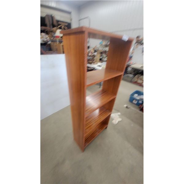 Mid-Century Modern Teak Bookcase with 4 Shelves 56”×24”×11”