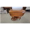 Image 1 : Vintage Wood Tea Cart with Drop Leaves, Glass Tray, and Spoked Wheels