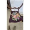 Image 4 : Carved Wood Chair with Floral Needlepoint Seat and Matching Footstool