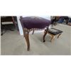 Image 5 : Carved Wood Chair with Floral Needlepoint Seat and Matching Footstool