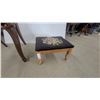 Image 6 : Carved Wood Chair with Floral Needlepoint Seat and Matching Footstool