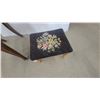 Image 7 : Carved Wood Chair with Floral Needlepoint Seat and Matching Footstool