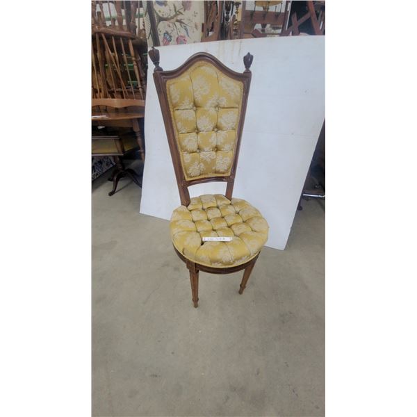 Tufted Upholstered Chair with Floral Pattern and Wood Frame