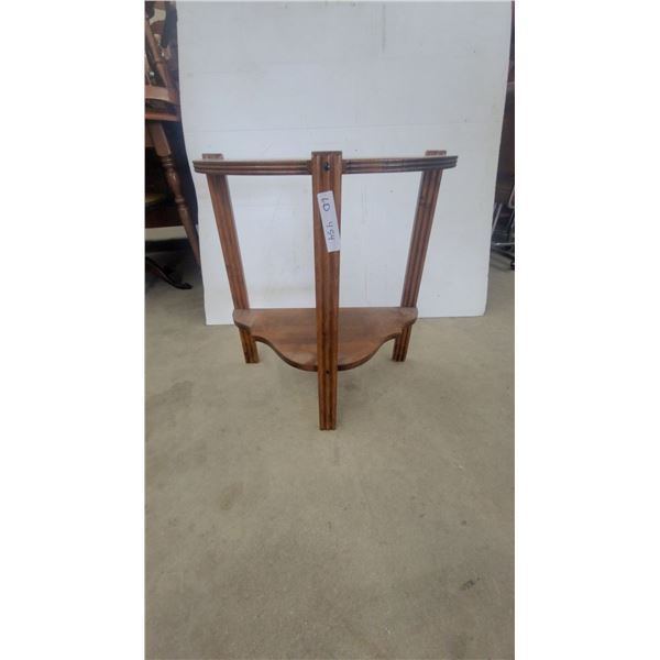 Two-Tiered Half-Round Wood Corner Table 24”×22”×11”