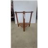 Image 1 : Two-Tiered Half-Round Wood Corner Table 24”×22”×11”