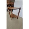 Image 2 : Two-Tiered Half-Round Wood Corner Table 24”×22”×11”