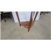 Image 4 : Two-Tiered Half-Round Wood Corner Table 24”×22”×11”