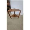 Image 5 : Two-Tiered Half-Round Wood Corner Table 24”×22”×11”