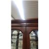 Image 3 : Dark Wood China Cabinet with Glass Shelves and Doors, Brass-Tone Handles, and More 80”×63”×19”