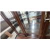 Image 4 : Dark Wood China Cabinet with Glass Shelves and Doors, Brass-Tone Handles, and More 80”×63”×19”
