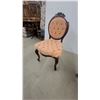 Image 1 : Rococo Revival Style Carved Wood Side Chair With Peach Velvet Button-Tufted Upholstery