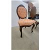 Image 5 : Rococo Revival Style Carved Wood Side Chair With Peach Velvet Button-Tufted Upholstery