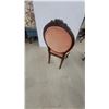 Image 6 : Rococo Revival Style Carved Wood Side Chair With Peach Velvet Button-Tufted Upholstery