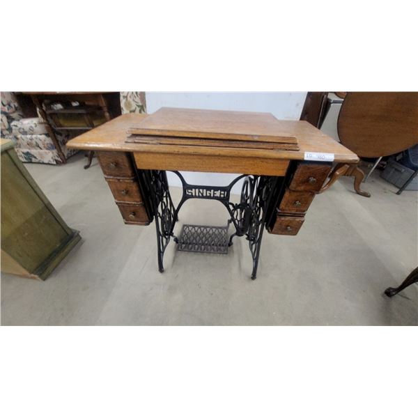 Singer Treadle Sewing Machine Cabinet with Cast Iron Base, No Sewing Head