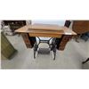 Image 1 : Singer Treadle Sewing Machine Cabinet with Cast Iron Base, No Sewing Head