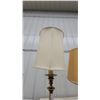 Image 7 : Two Table Lamps: One Brass Candlestick style Lamp and One Wood and Brass Lamp with Shade