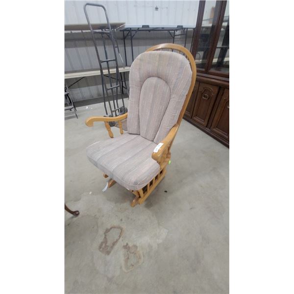 Wood and Upholstered Glider Rocker