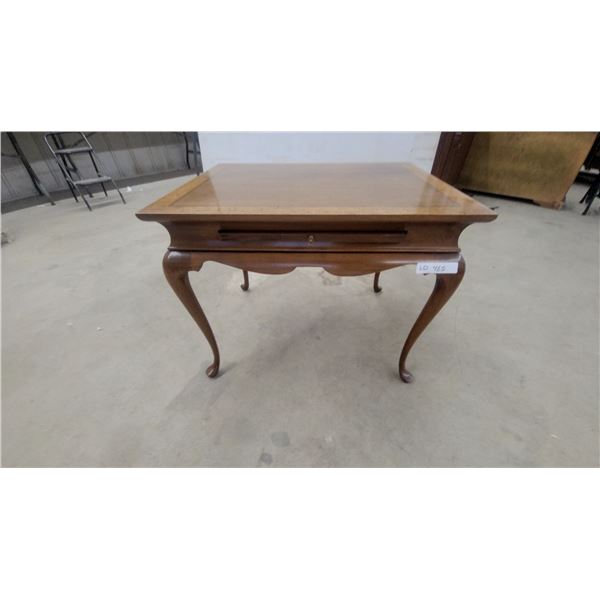 Queen Anne Style Side Table with Single Drawer 22”×22”×28”
