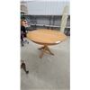 Image 1 : Oak Round Pedestal Dining Table with Leaf 30” High 41” diameter