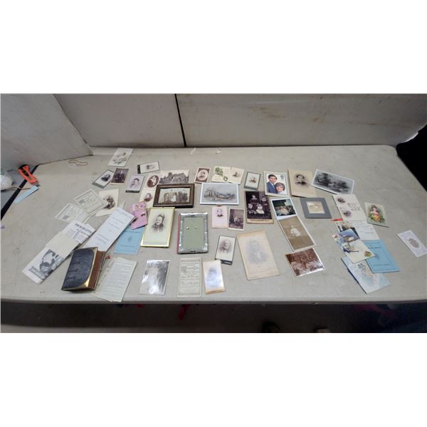 Assorted Vintage and Antique Photographs, Postcards, and Ephemera, Including Framed Photos