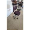 Image 3 : Purple Upholstered Swivel Office Chair with 5-Star Base and Casters, Tagged "LD 469