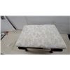 Image 2 : Carved Wood and Upholstered Bench, Floral Pattern, "LD 470” Label 16”×20”×14”