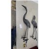 Image 4 : Pair of Cast Metal Garden Crane Sculptures with Textured Dark Finish 31” tall and 26”