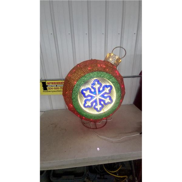 Illuminated Christmas Ornament Décor with LED Infinity Mirror Snowflake, Red, Green, and Gold 30”