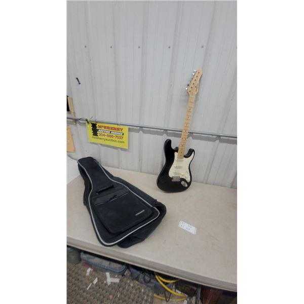 Behringer iAXE393 Black Electric Guitar with Maple Neck, White Pickguard and Soft Gig Bag