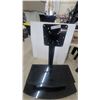 Image 2 : Black Modern TV Stand with Integrated VESA Mount and Two Curved Glass Shelves
