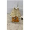 Image 3 : Rustic Wood Table Lamp, 15 1/2” High and Etched Glass Panel Wood Column Table Lamp with Pleated