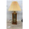 Image 4 : Rustic Wood Table Lamp, 15 1/2” High and Etched Glass Panel Wood Column Table Lamp with Pleated