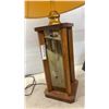 Image 6 : Rustic Wood Table Lamp, 15 1/2” High and Etched Glass Panel Wood Column Table Lamp with Pleated