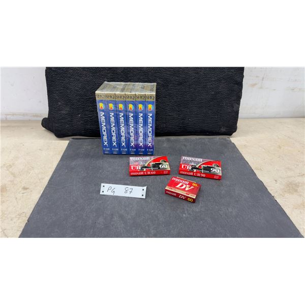 Memorex SHQ T-120 VHS 6-Pack, Maxell Mini DV 60 and UR 60/90 Audio Cassettes
