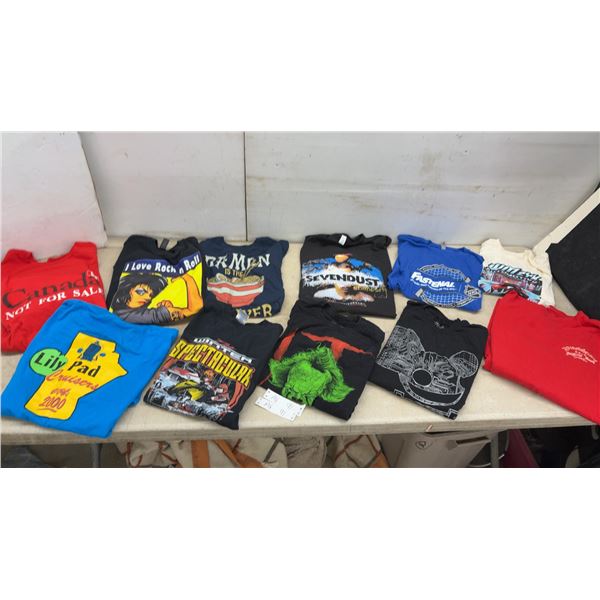 11 Various Graphic T-Shirts, Sizes Small, Medium, Extra Large, 2XL, Clean and Sanitized