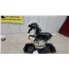 Image 2 : Vintage Black and White Glazed Ceramic Rearing Horse Lamp with Decorative Base 14.6” High 15” long