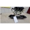 Image 3 : Vintage Black and White Glazed Ceramic Rearing Horse Lamp with Decorative Base 14.6” High 15” long