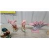 Image 4 : Ceramic Figurines: Pair of Ducks, Pair of Pink Birds, Pink Fish, Pink and Blue Wall Pocket