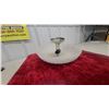 Image 3 : Mid-Century Modern Flush-Mount Ceiling Light with Textured Cracked Ice Glass Diffuser and Finial